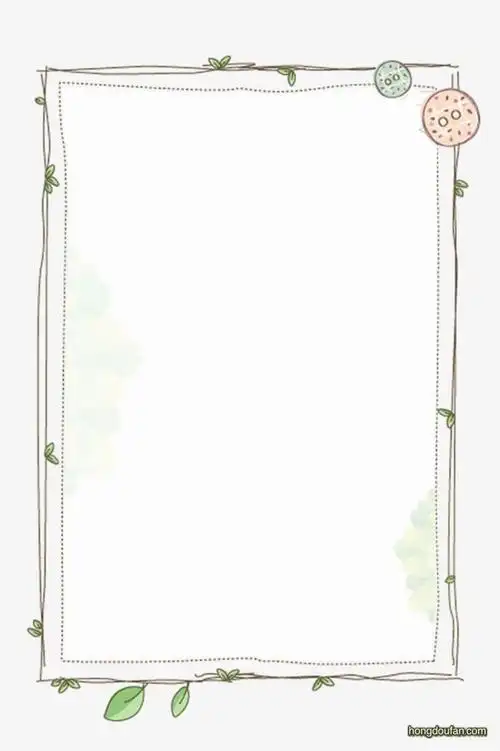 带有卡通手绘纽扣的简约小报边框模板图片下载