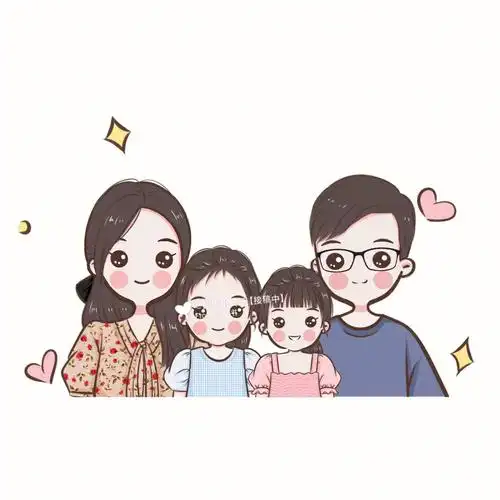 一家四口卡通头像全家福手绘可爱头像