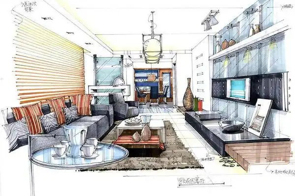 马路木屋手绘线稿