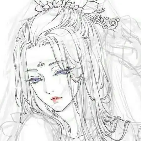 手绘 线稿 200300古代妃子皇后简笔画古装简笔画有颜色