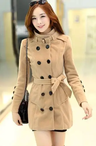 carinwester 卡瑞唯斯 2014秋冬新款 时尚 毛呢外套女秋冬 毛呢大衣女