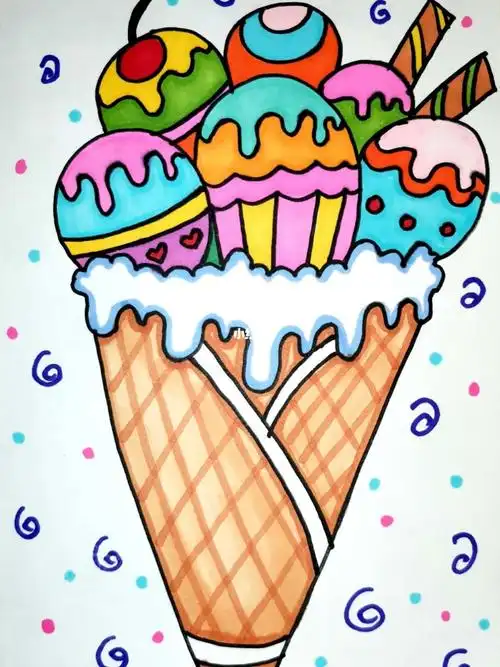 美味的冰激凌一看就会创意儿童画简笔画
