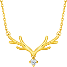 周大福17916一鹿有你22k金镶钻石项链吊坠40cmnu1977