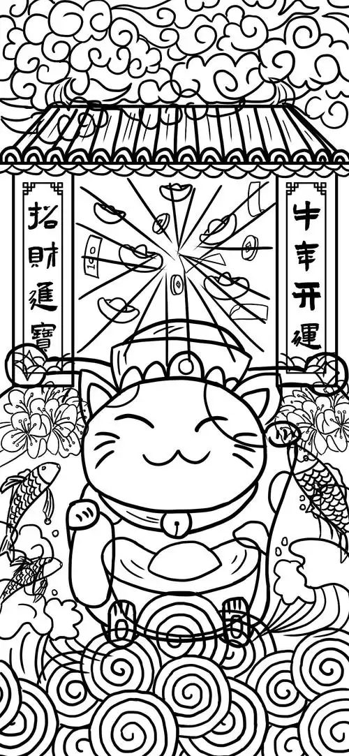 牛年开运招财猫手机壁纸