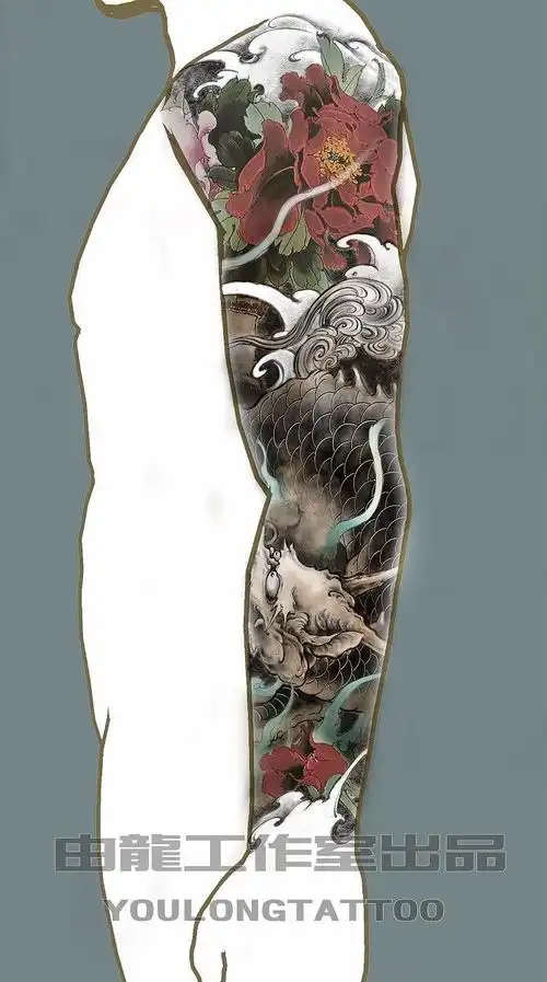 上海由龙纹身-原创麒麟臂设计
