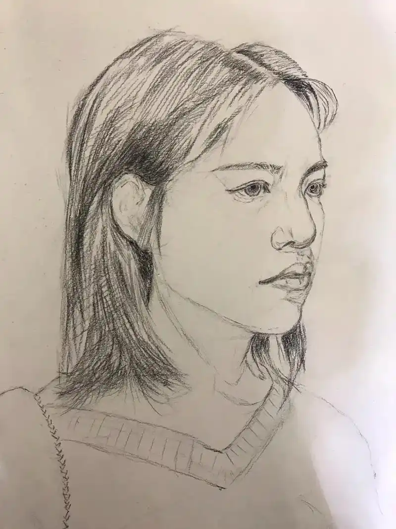 画画练习打卡 #每日一画 #素描头像 我画人像的步骤,看着 - 抖音