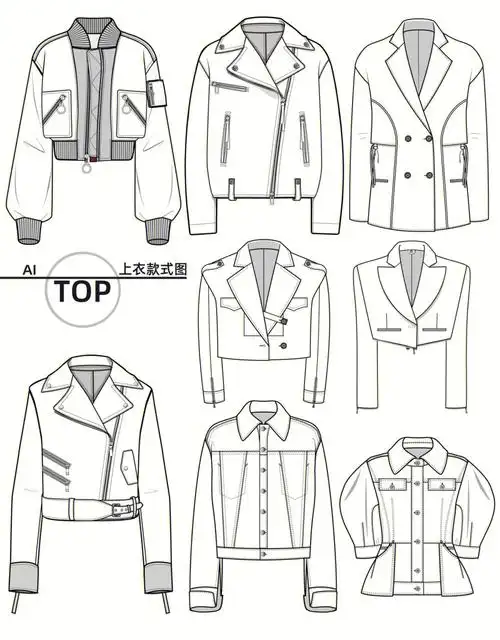 服装设计款式图素材干货分享78上衣篇正反面