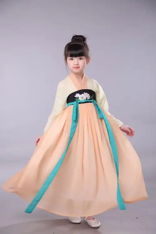 新款儿童古装汉服古风女童唐装汉服高腰襦裙cos公主贵妃绣花古筝