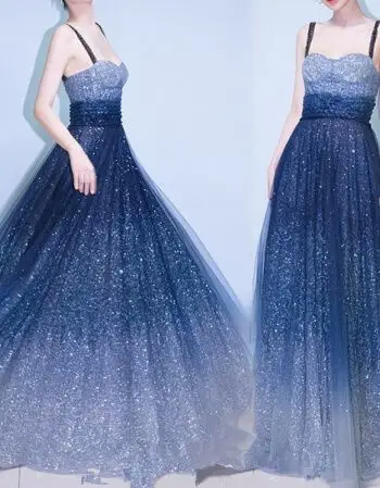 古莱登2018新款晚宴宴会高贵长款礼服主持人仙女星空裙新娘婚纱敬酒服