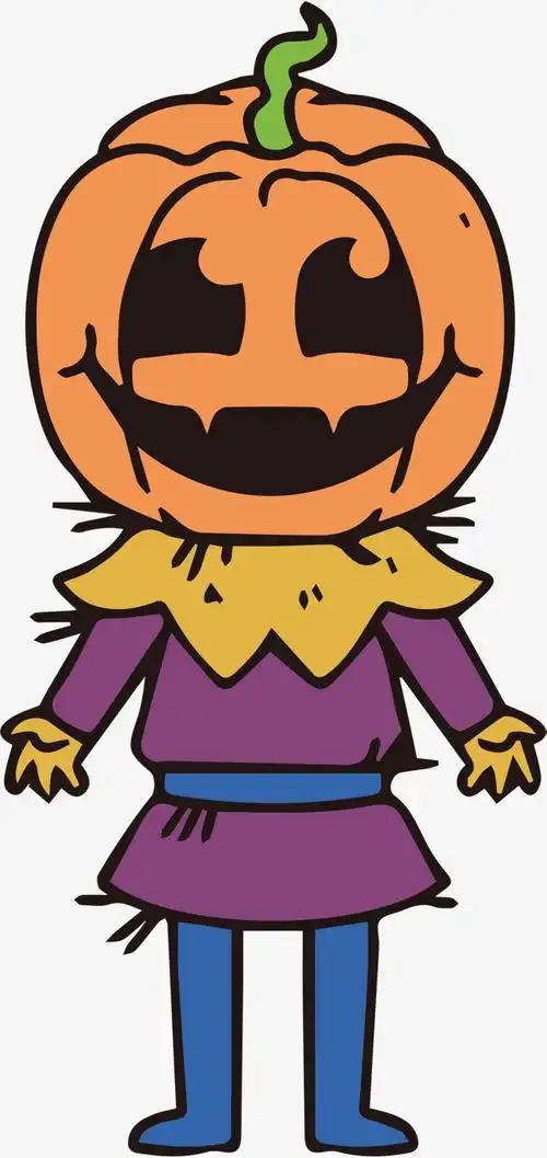 丰收南瓜带着南瓜面具的人