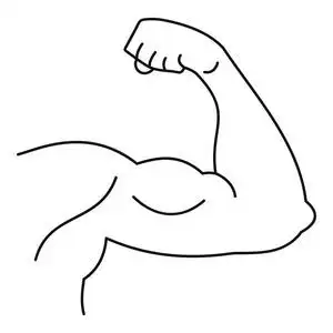 强有力的论据强有力的手肌肉图标,简单的样式照片