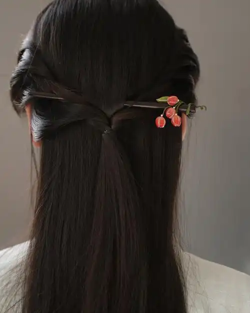 木簪盘发头饰丸子发饰旗袍配饰国风古典红色簪子设计发簪简约现代