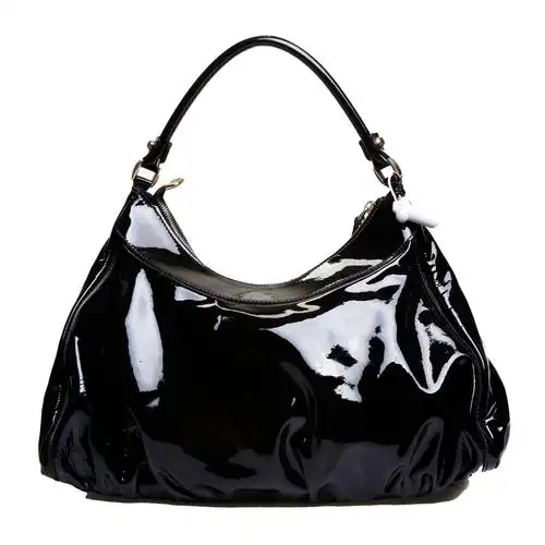 gucci(古驰)黑色漆皮手提包