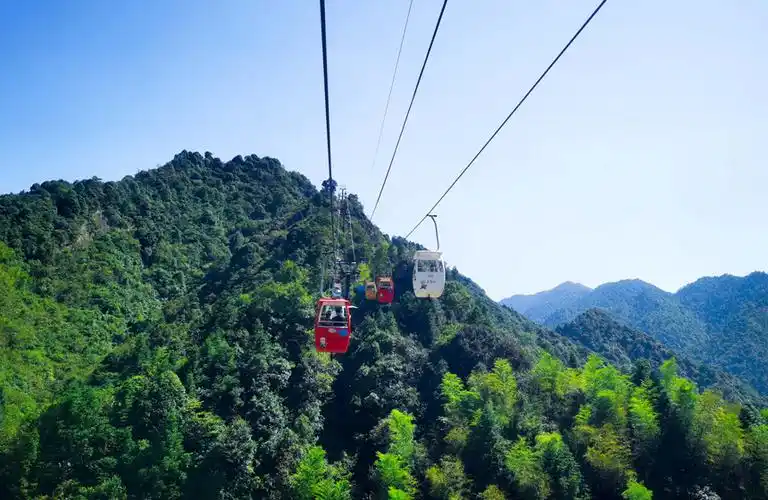 游客在大觉山缆车上赏美景,吸"负氧".黄彬峰摄