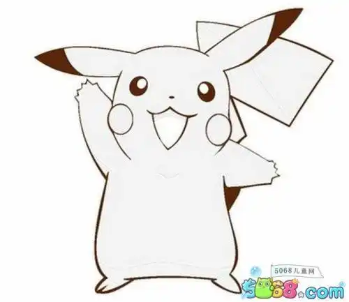 萌萌皮卡丘简笔画图片卡通动漫简笔画 - 5068儿童网