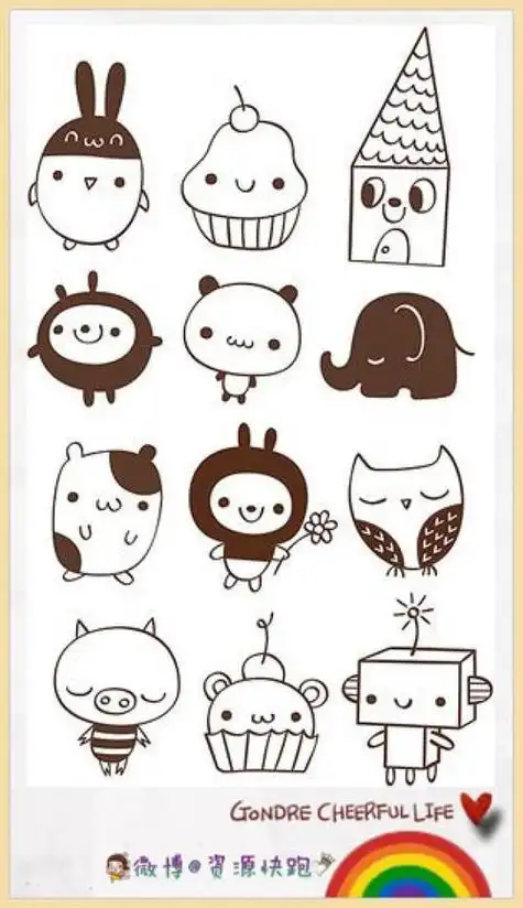 小萌手帐简笔画素材手帐 插画 微博资-堆糖