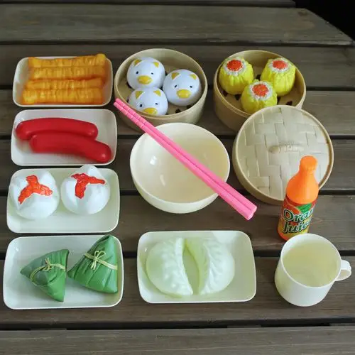 幼儿园小厨房过家家玩具仿真食物模型蒸笼包子寿司薯条儿童玩具