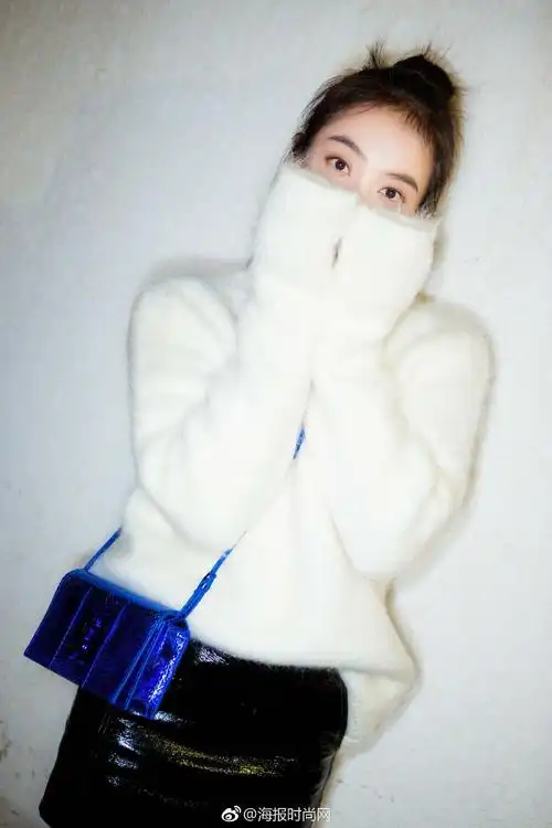 宋茜明星同款软妹小清新马海毛白色高领毛衣女