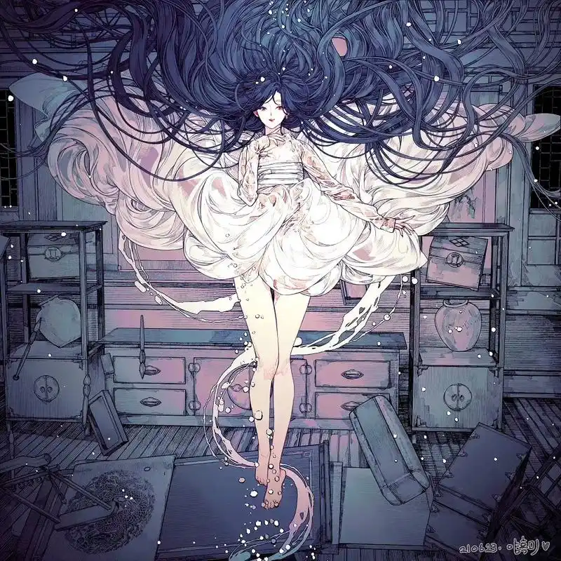 画师lemon89h动漫角色插画欣赏,用纷繁复杂的线条体现人物的华丽与