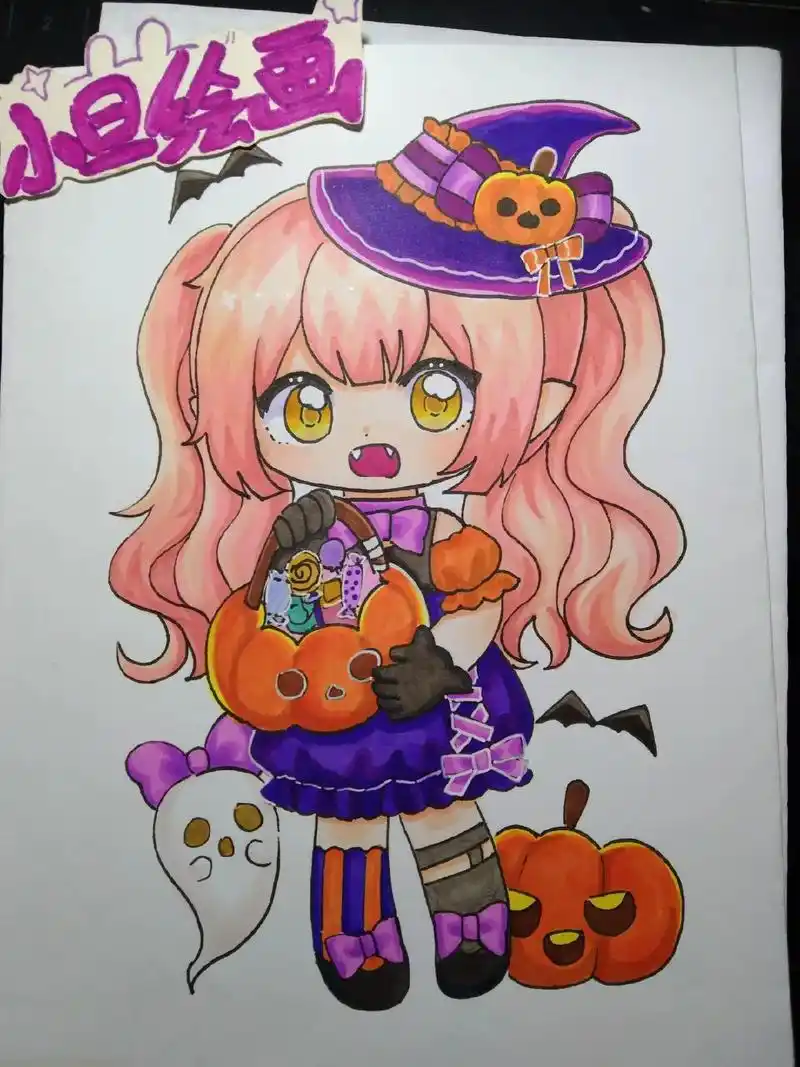 万圣节主题q版动漫人物.是一个q版的万圣节主题小女孩,有过程 - 抖音