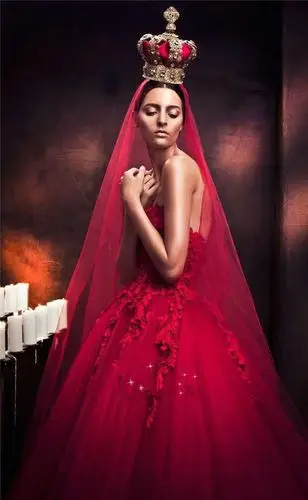 新娘新款超长红粉婚纱礼服细纱韩式红蓝