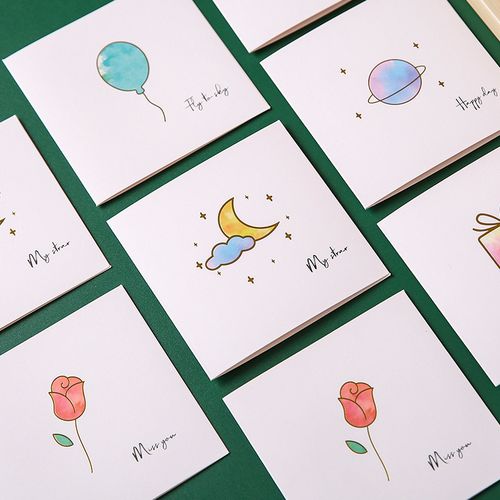 创意烫金简约小清新生日贺卡母亲节日祝福感谢手写小卡片带信封