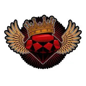 diamond wings crown 钻石翅膀皇冠纹身复古老式贴纸贴花