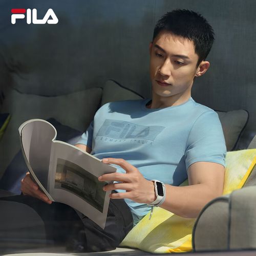 fila 斐乐官方【黄景瑜同款】男子短袖t恤2024基础简约商务休闲针织衫
