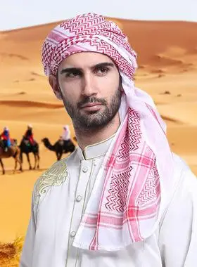 新款阿拉伯头巾围巾男士方巾迪拜旅游方巾沙特头饰时尚潮流百搭女