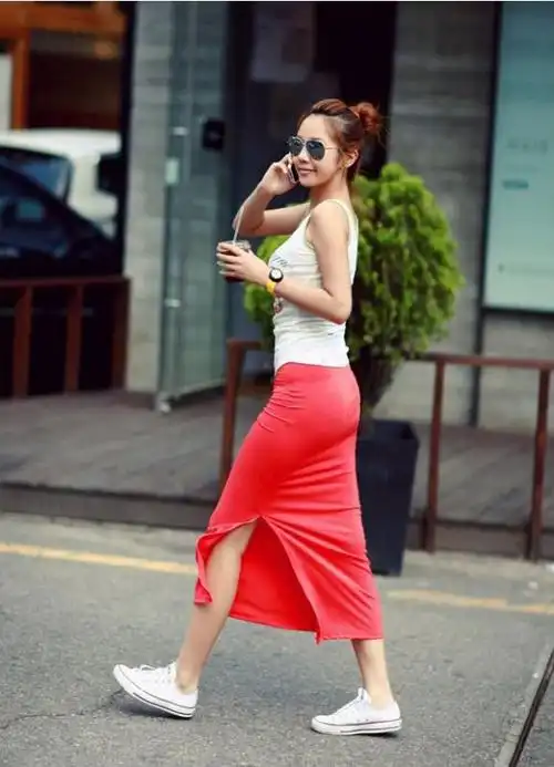 半身裙 侧面开叉 包臀半身裙 长裙 韩国 秋冬 批发 半身裙