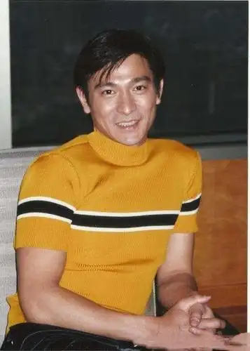 年轻时候的刘德华真是很好看啊,上身一个黄色的针织薄毛衣还有一个