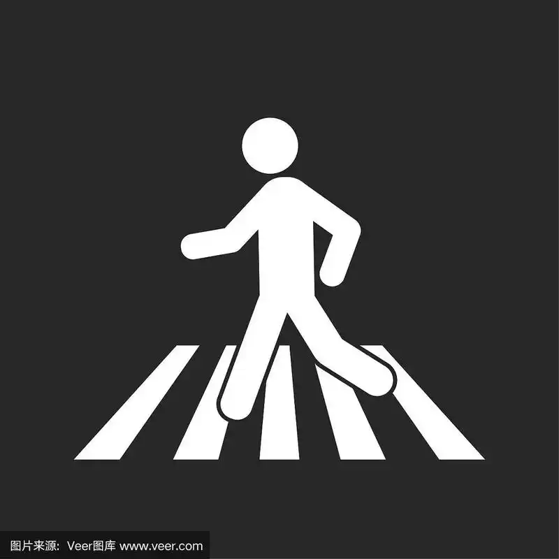 横过人行横道的人的剪影简单的平面图标