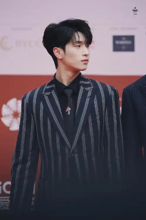 严浩翔北影节条纹西装造型