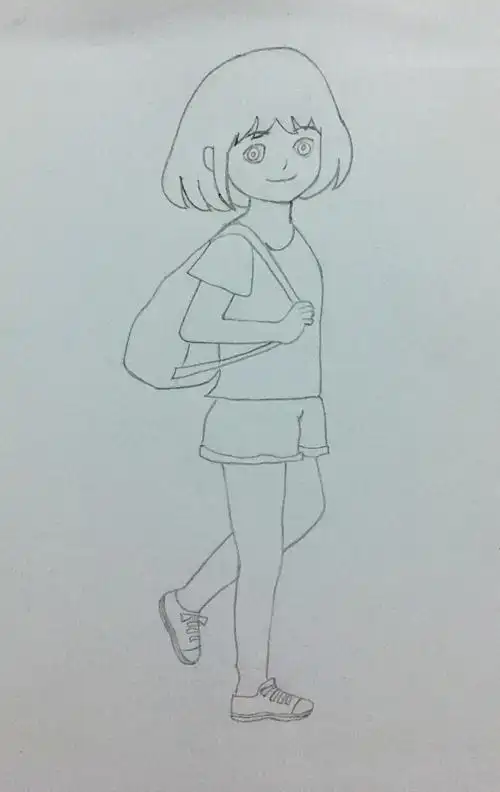 我要学画画 | 背包侧面全身小女孩
