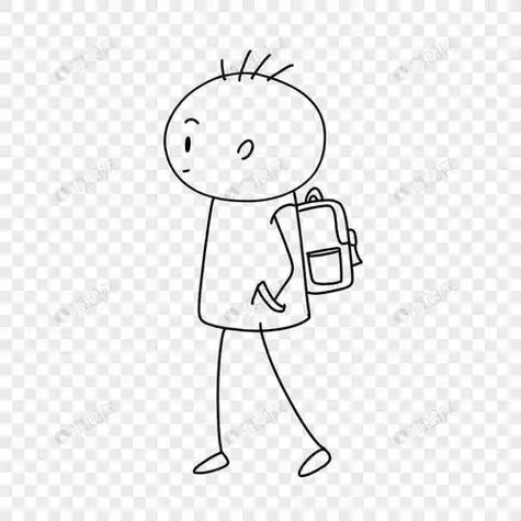 小学生背着书包上学的背影简笔画