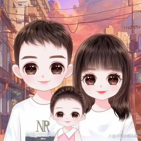 一家三口家庭头像简单温馨的生活美好幸福