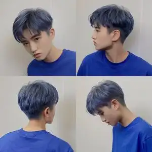 蓝灰色染发膏剂2022流行自己在家男士染头发纯雾蓝黑色植物泡泡沫