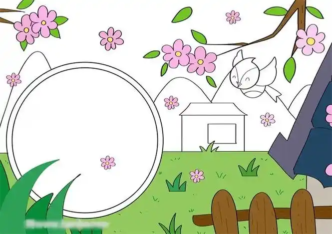 春晓古诗配画_简笔画-绘画者图库