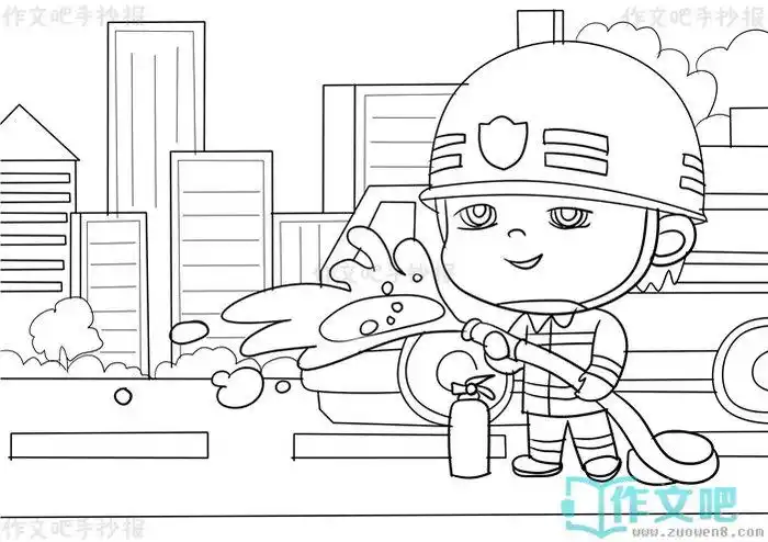 消防员简笔画 儿童画