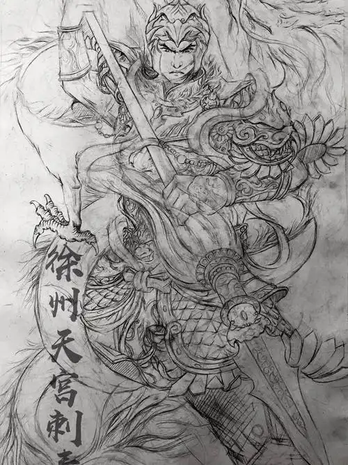 赵云—傲视群雄_纹身图案手稿图片_吴强的纹身作品集