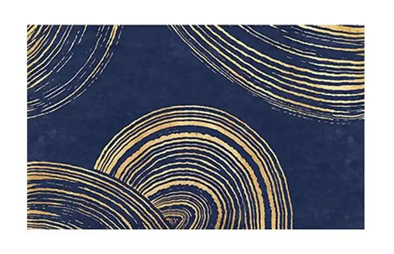 现代简约e几何抽象艺术网红卧室客厅轻奢深蓝色地毯垫沙发茶几家