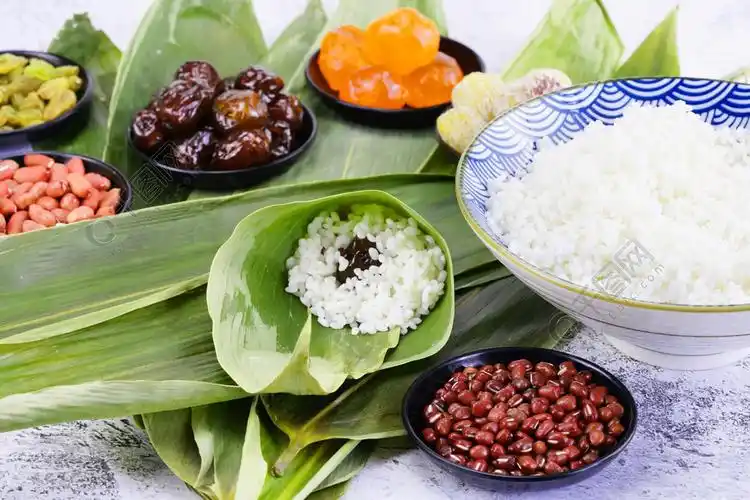 粽子食材糯米摄影图