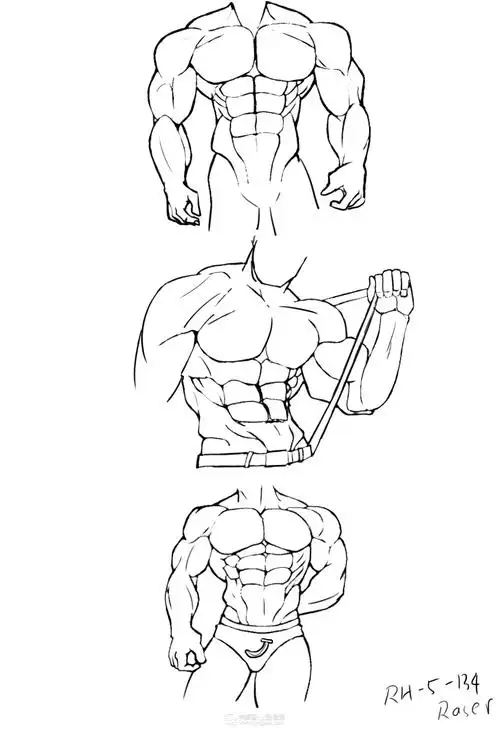 作业:如何学画手绘动漫人物之男性肌肉画法与训练技巧 - rh-5-134&ras
