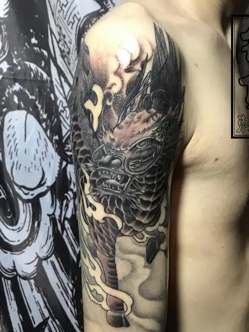 麒麟臂_纹身图案手稿图片_李南界的纹身作品集