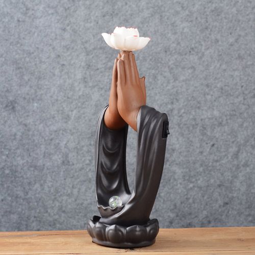 双手合十佛手摆件禅意莲花客厅电视壁柜办公桌装饰摆件