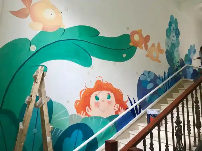 幼儿园楼梯间卡通彩绘成都墙绘墙画