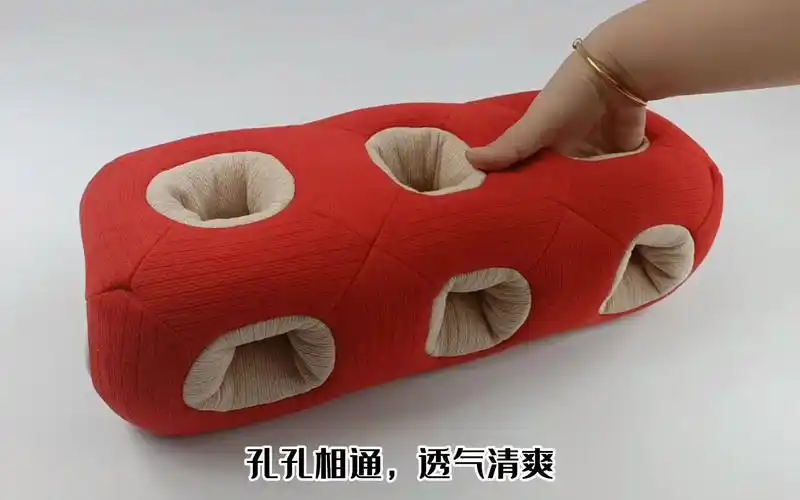 彩棉十四孔红色六合泰枕头舒适耳枕荞麦壳枕头决明子枕护颈枕中药枕