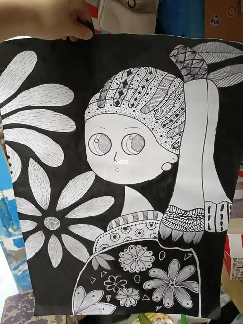 临摹的,非原创#临摹  #创意美术  #装饰画  #黑白装饰画 #大学生美术