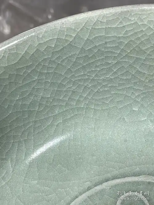 宋官窑青釉冰裂开片支钉烧上户神兽白虎纹罗汉碗包浆醇厚开片自然浆体