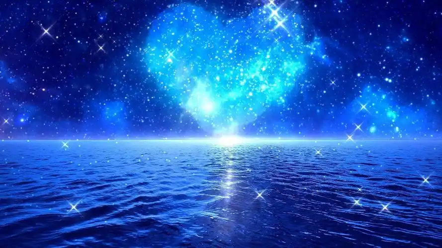 4k爱心星空大海舞台视频背景素材爱心星空大海背景